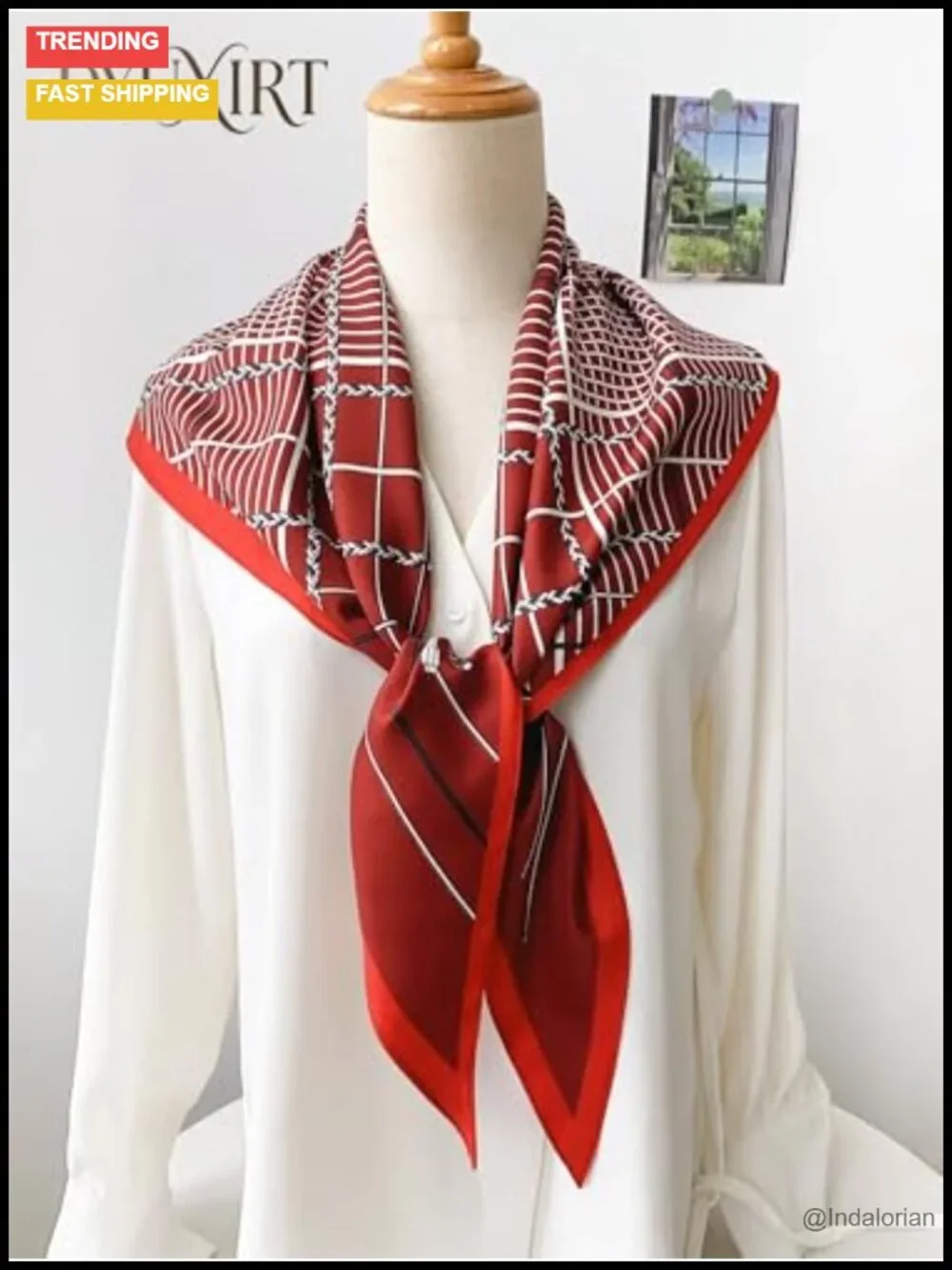 Triangle Shawls Scarf Hair Neck Women Fashion Silk Feeling Lightweight 51in